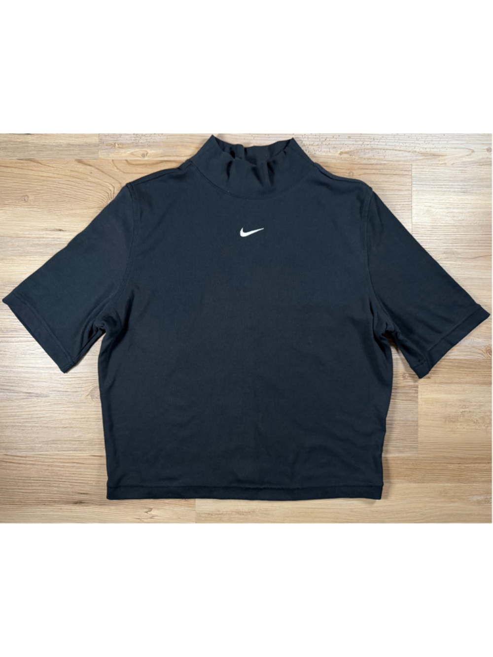 Nike Women's Sportswear Essentials Ribbed Mock-Neck Short-Sleeve Size L